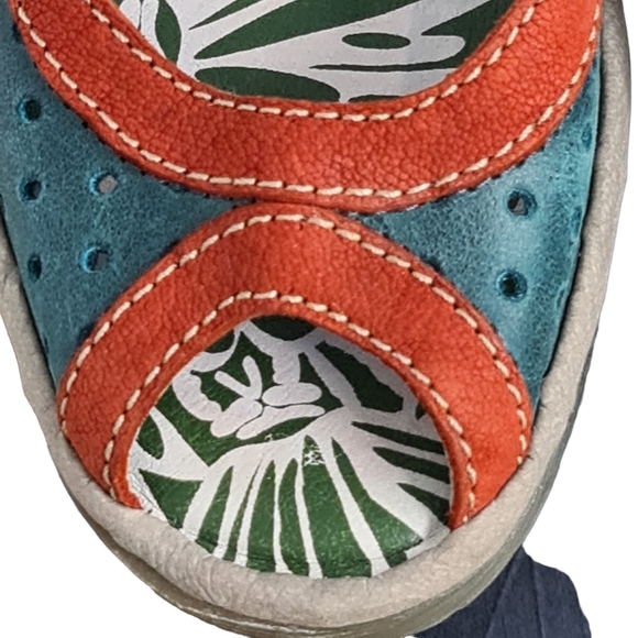 Fly London Ydel Sandals Petrol Red Perforated Leather Wedge Heel UK 4 Size 37 - Picture 13 of 14